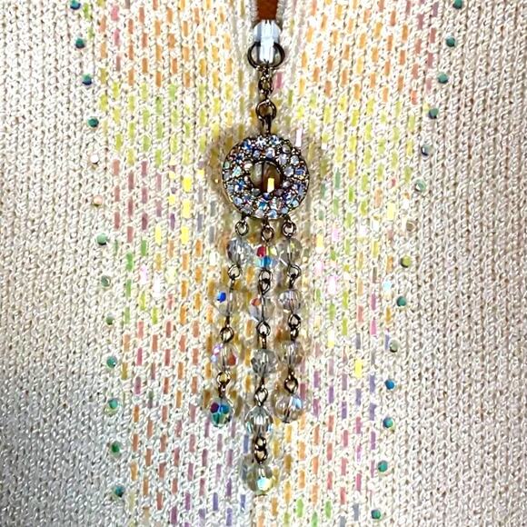 St John Evening Knit Cream Multi Shimmer Jacket Zip Front Skirt Suit Size 10 12 - Picture 6 of 16